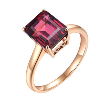 Natural garnet women's ring 18k gold fashion ring