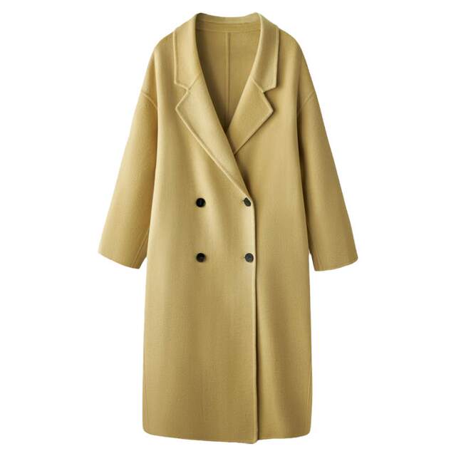 2025秋冬新款双面羊毛大衣女长款韩版宽松显瘦通勤简约毛呢外套