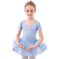 Childrens dance clothes summer short-sleeved girls practice clothes little girl Chinese dance tutu skirt exam dance clothes