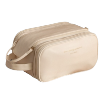 Cosmetic bag double zipper womens large capacity portable new makeup brush toiletries storage bag travel portable