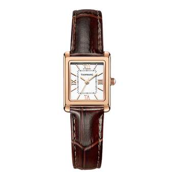 Tianwang watch retro small square watch 31315 genuine leather small dial quartz niche light luxury watch female birthday gift