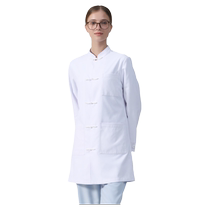 Old Chinese doctor white coat long-sleeved thickened doctors work clothes for men and women Chinese style white coat anti-wrinkle and anti-static