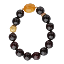 Potala Palace Blood Amber Beeswax Bracelet Simple Wine Red Amber Ball Beads Prayer Beads Six-Word Mantra Bracelet for Women