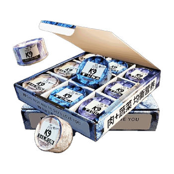 K9 canned cat snack cans mixed with food and hydration