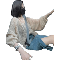 Apricot Hollow Mohair Sweater Womens New Autumn Loose Lazy Style Casual Versatile Soft Waxy Knitted Sweater