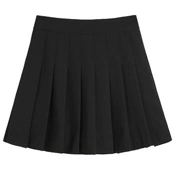 ສິ້ນ pleated ສີດໍາສໍາລັບແມ່ຍິງພາກຮຽນ spring ແລະດູໃບໄມ້ລົ່ນປີ 2024 ສິ້ນສັ້ນ jk ຂະຫນາດນ້ອຍສີຂີ້ເຖົ່າສູງແອວເປັນເສັ້ນ summer skirt