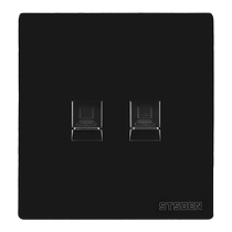 Type 86 concealed dual-port Gigabit network socket black CAT6 computer broadband information two-position Category 6 network cable socket