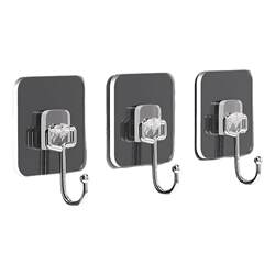 Strong Adhesive Wall Hooks for Kitchen, Heavy-Duty, Transparent, Traceless, No-Drill Hooks, Sticky Hooks