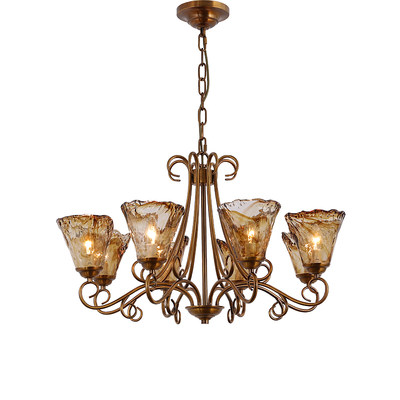 Shangyu Yiju American-style all-copper living room chandeliers rustic retro French chandeliers hall glass chandeliers