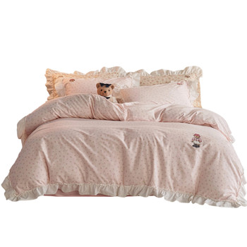 French girly heart full cotton embroidered four-piece set