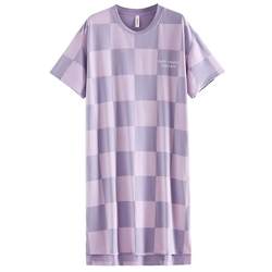 Nightgown summer women's 2024 new style pure cotton short-sleeved loose pajamas with chest pads girls large size cute house clothes