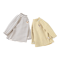 David Bella boys long-sleeved T-shirt girls bottoming shirt 2024 new autumn clothing childrens clothing childrens clothing half turtleneck