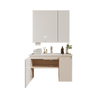 Langwhale Cream Wind Sweeper Base Station Storage Ceramic Integrated Basin Bathroom Cabinet Bathroom Wash Basin Wash Basin