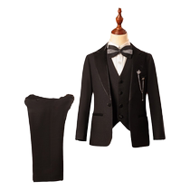 Boys suit dress black childrens catwalk host piano playing small suit handsome British style