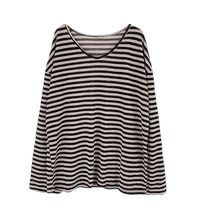 Summer ice silk striped sun protection blouse for women thin lazy relaxed long-sleeved T-shirt suspender top