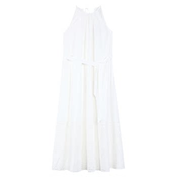 Maven lin white tea lyocell resort style halter dress ແມ່ຍິງແບບງ່າຍດາຍໂບໂບອີນໂບໄຮເດຣດ suspender dress