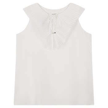 Moussy Early Spring New Product Elegant Pleated Tie-Neck Loose and Comfortable Vest 028Iaa30-1007
