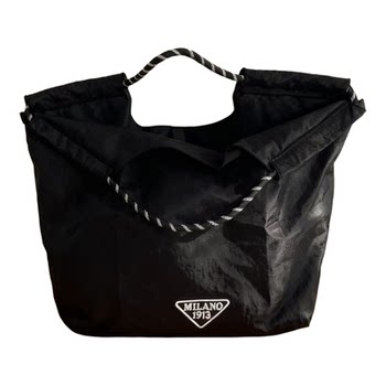 Star's same style black embroidered nylon handbag large capacity tote bag nylon cloth bag shoulder bag women's bag