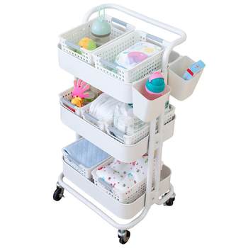 Baby products storage rack feeding table trolley home use