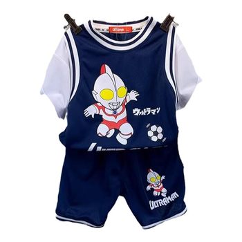 Ultraman Clothes Boys Summer Suit 2024 New Baby Summer Clothes Fashionable Children Short-Sleeved Basketball Suit