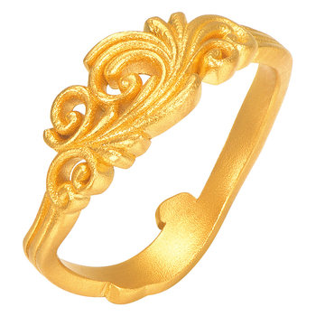 Honey gold jewelry gold hand jewelry pure gold ancient curly grass ring hgh1629