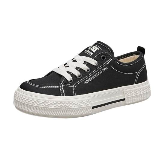 人本鞋女鞋子芒果头帆布鞋女大头运动板鞋2025新款春秋透气休闲鞋