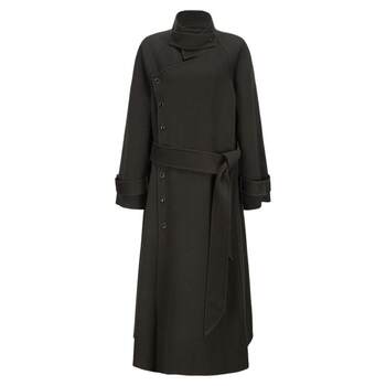 Elywood双开门襟立领外套保暖抗风高级小众羊毛长款日常通勤大衣