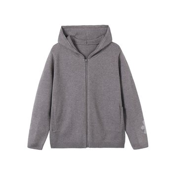 PUNCHUN ບັນຍາກາດ Lazy Cross Ironing Diamond Knitted Zipper Hooded Cardigan Top Loose Sweater Jacket