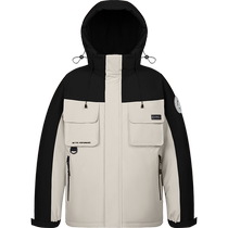 Camel Mens Safari Down Jacket Mens Winter Thickened Winter 2023 New Warm and Coldproof Workwear Couple Jacket