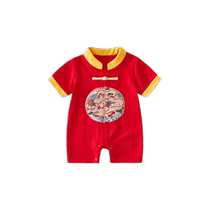 Baby clothes summer thin newborn baby boy jumpsuit full moon 100 days one year old dress national style crawl suit summer dress