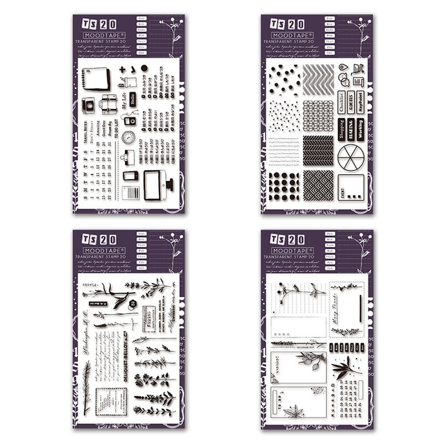 Moodtape.Transparent rubber stamp cotton butterfly plant perpetual calendar retro handbook material seal rubber stamp