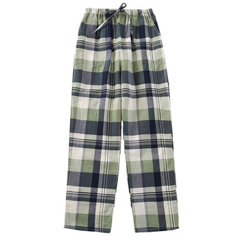 Spring and summer pure cotton gauze thin loose large size couple plaid pajama pants trousers men and women home casual pants