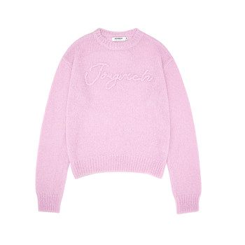 JOYRICH American street three-dimensional logo crocheted loose mohair hollow sweater spring thin pink for men and women