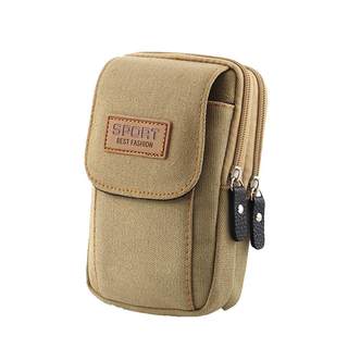 Canvas mobile phone bag men's mobile phone bag wearing belt mobile phone case horizontal and vertical wear-resistant sports waist hanging construction site work waist bag
