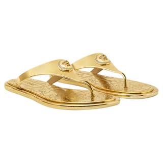 【季末优惠】VERSACE/范思哲 女士Alia金属质感平底凉鞋