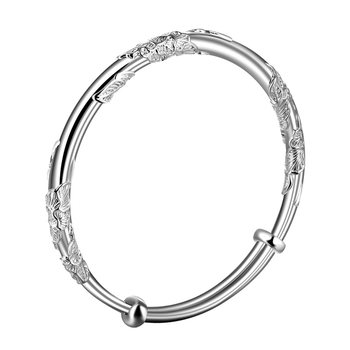 Old silversmith pure silver blossom series silver bracelet women's sterling silver s999 push-pull bracelet hollow women's silver bracelet