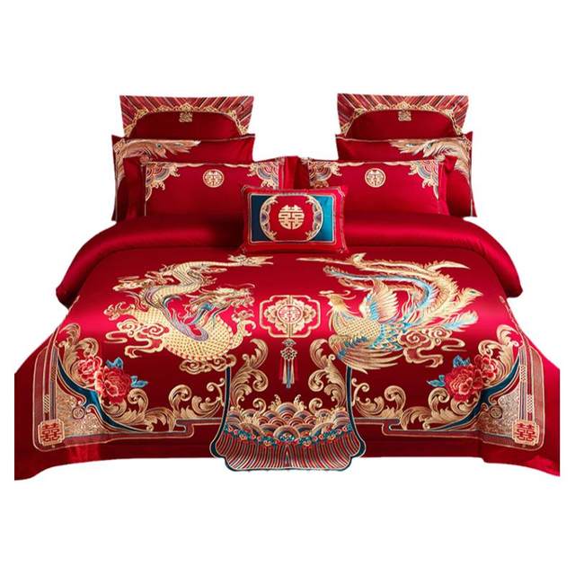 120-count newlywed long-staple cotton red wedding four-piece set