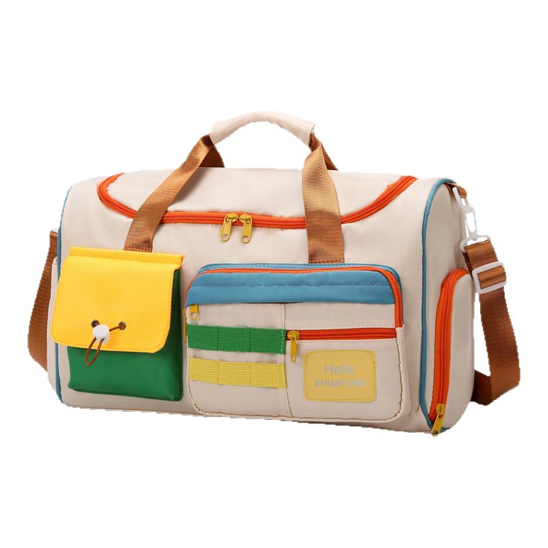 Contrast color dopamine travel bag short-distance women's large-capacity portable luggage storage bag student yoga sports fitness bag