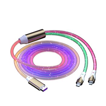 Yixing Rgb Double-Headed Tpye C Super Fast Charging One-To-One Two-In-One Luminous Colorful Marquee Data Cable USB Car Charger Cable Suitable for Apple 15 Android Huawei Mobile Phone Charging Cable