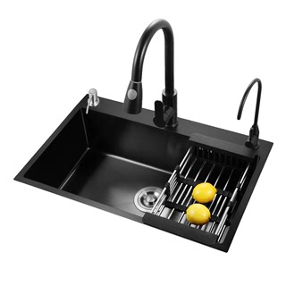 Good wife washbasin single-slot sink kitchen nano-sink 304 stainless steel sink black under-counter basin