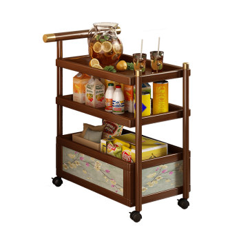 Sofa side table, medieval coffee table side cabinet, movable small trolley, small bedside table with wheels, snack storage rack