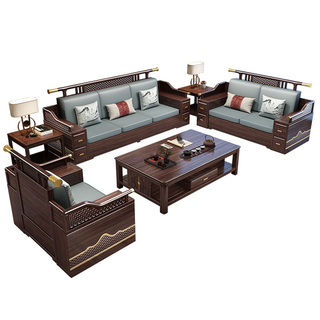 New Chinese style ebony solid wood sofa combination modern