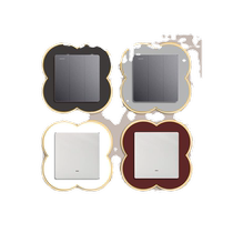 Acrylic switch wall sticker lamp protective cover flower shape white gold edge European style light luxury high-end home decoration socket