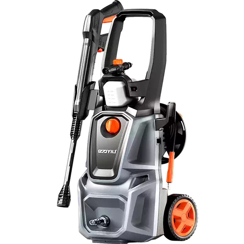 家庭用高压洗净機 亿力家用洗车机220V高压水枪便携式清洗机滚轮款通水卷
