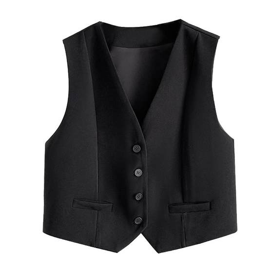 Fair vest women's small vest outside 2024 spring and summer new inner stack wearing black shoulder black short horses clip