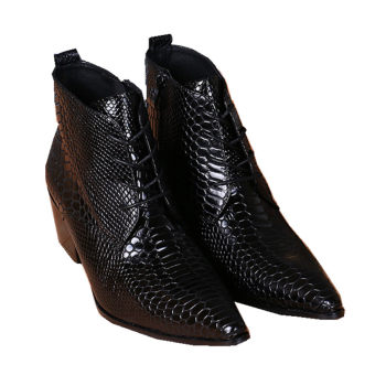 Trendy Korean style British style personalized pointed toe men's shoes boots fashion boots cowhide high-top leather shoes leather boots high-heeled short boots