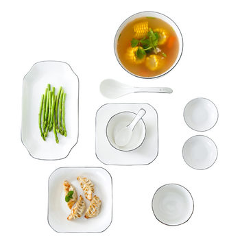 Series of ceramic japanese creative simple black line western food