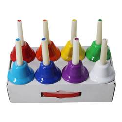 Orff Musical Instrument Eight-Tone Hand Bell Children's Percussion Bell 8-Tone Classroom Bell Sound Sense Bell 8-Tone Classroom Bell Hand-Pressed Bell Instrument