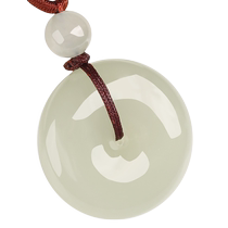 Jade Zhifeng Hetian jade green and white jade safety buckle pendant mutton fat white jade pendant for men and women jade pendant necklace baby jade brand
