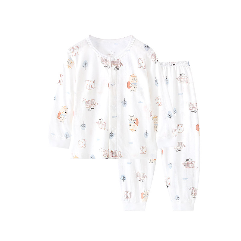 Lemon crawling baby underwear set summer thin baby home air-conditioning clothing pajamas split two-piece summer suit